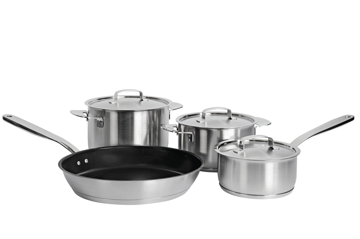 Комплект посуды All Steel с логотипом Miele 4 предмета KMTS 5704-2 Miele купить в Тюмени | Всегда в наличии! | Артикул 11945190 | Официальный сайт